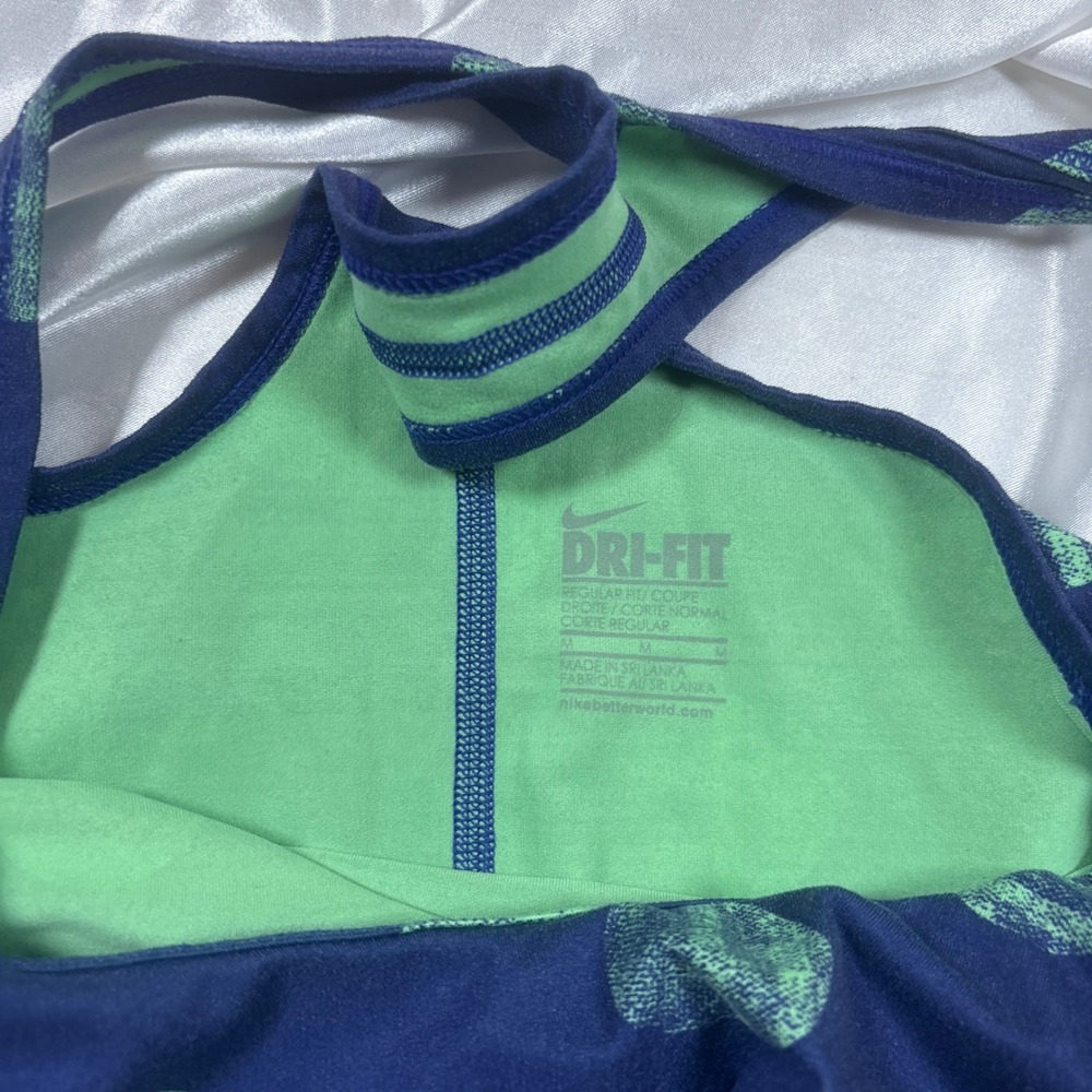 y2k Nike Tennis Tank Top Navy Blue Excellent Polka Dot Racerback Dri-Fit - Picture 4 of 5
